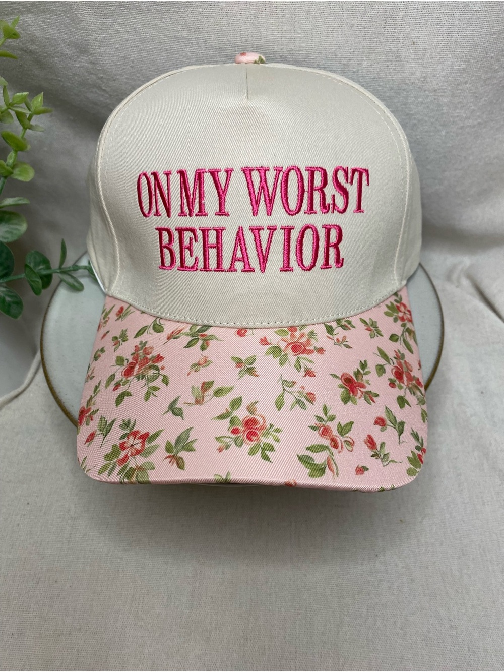 Zenana - ON MY WORST BEHAVIOR TWO TONE CANVAS COTTON CAP